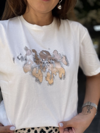 Beyaz Gold desenli Tshirt 2