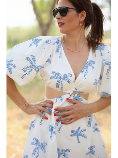 Balon Kol  Elbise Ekru 2