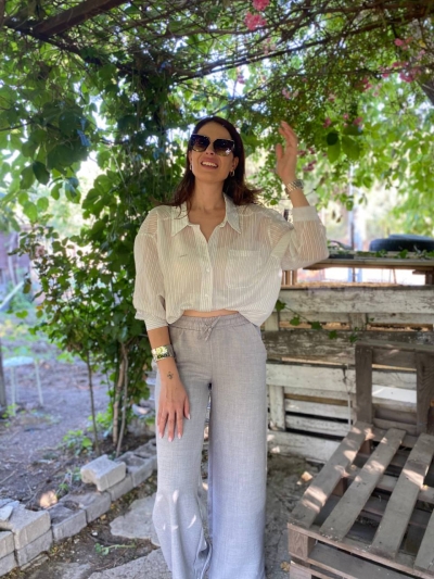 Beli Lastikli Gri Pantolon 2