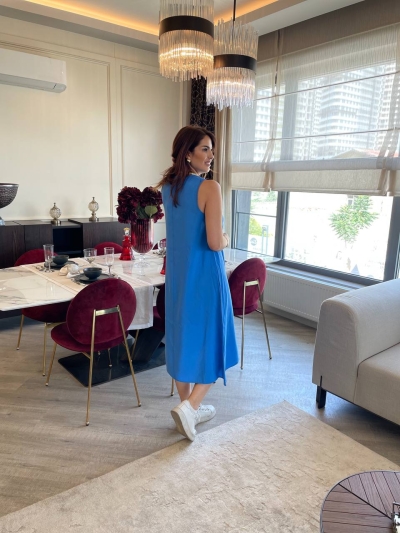 Lüx Kalite Kalın Askılı Salaş Modal Elbise 2